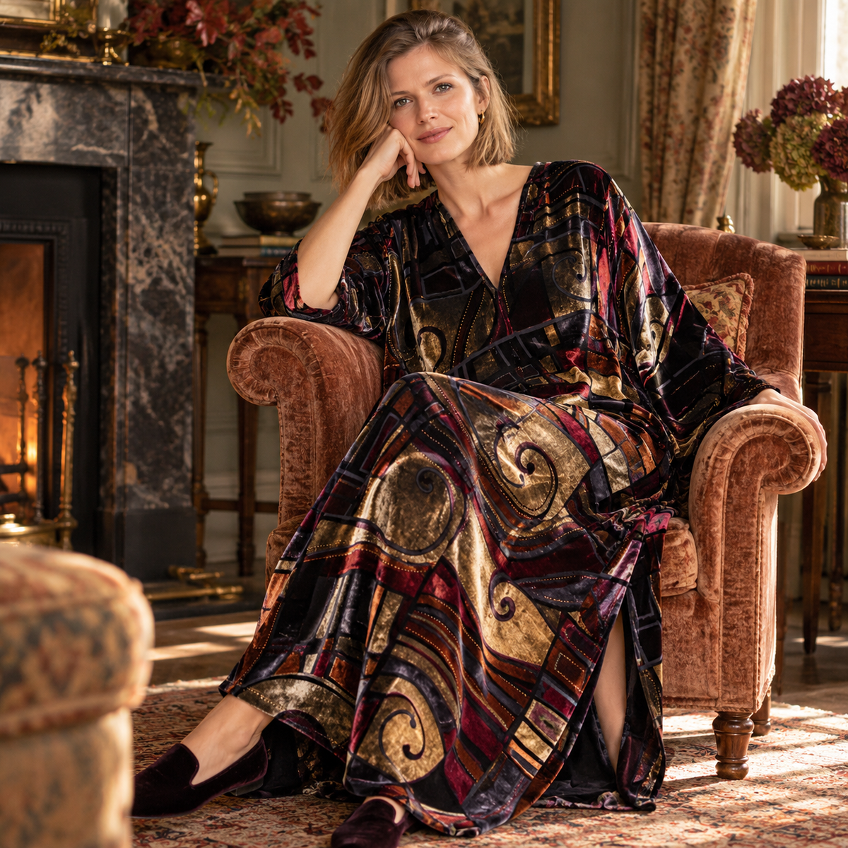 Tuttabankem Francoise Silk Velvet Kaftan