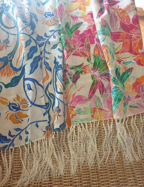 Silk Crepe de Chine Scarf with Silk Fringe Aurora Fabienne Tuttabankem