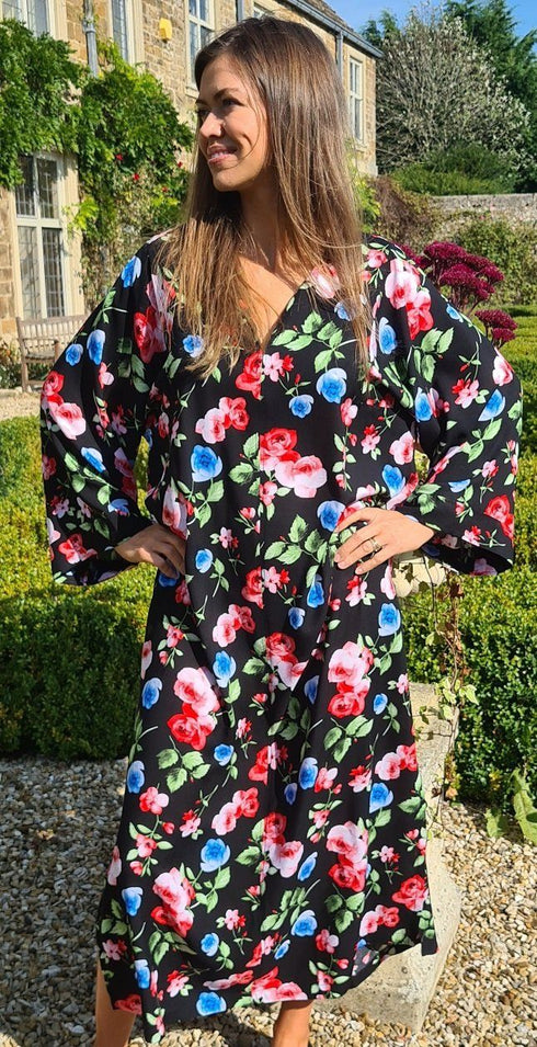 Cecille Black Long Viscose Kaftan Tuttabankem