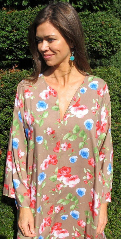 Cecille Long Tan Viscose Kaftan Tuttabankem