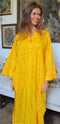 Mimi Yellow Cotton Kaftan | Long Cotton Kaftans UK | Tuttabankem