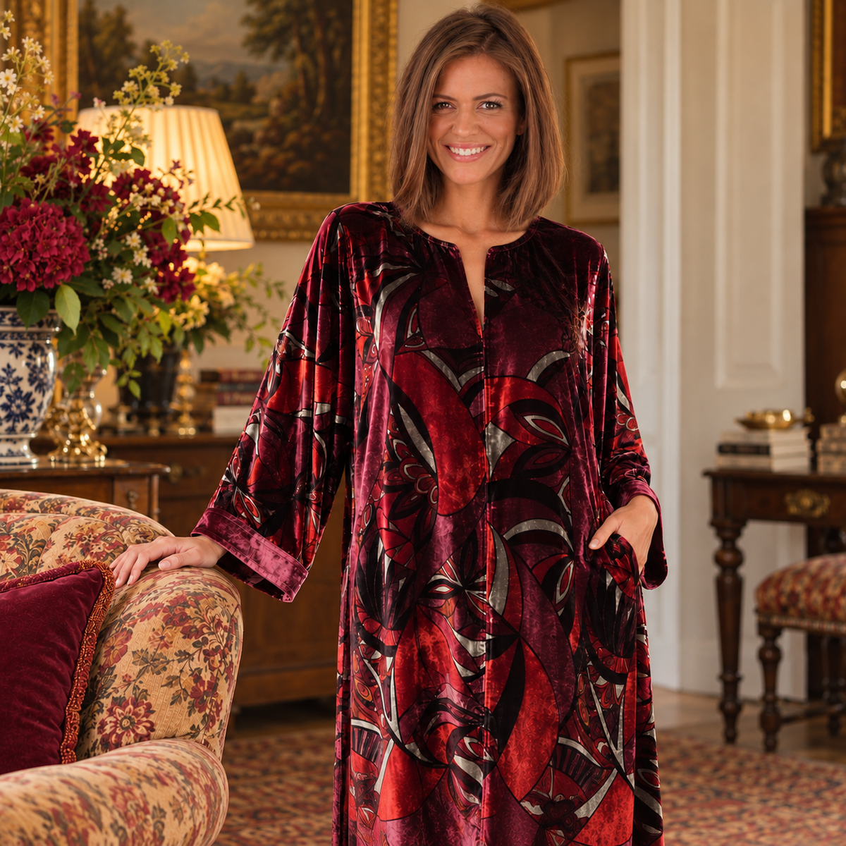 Tuttabankem Cosima Silk Velvet Kaftan