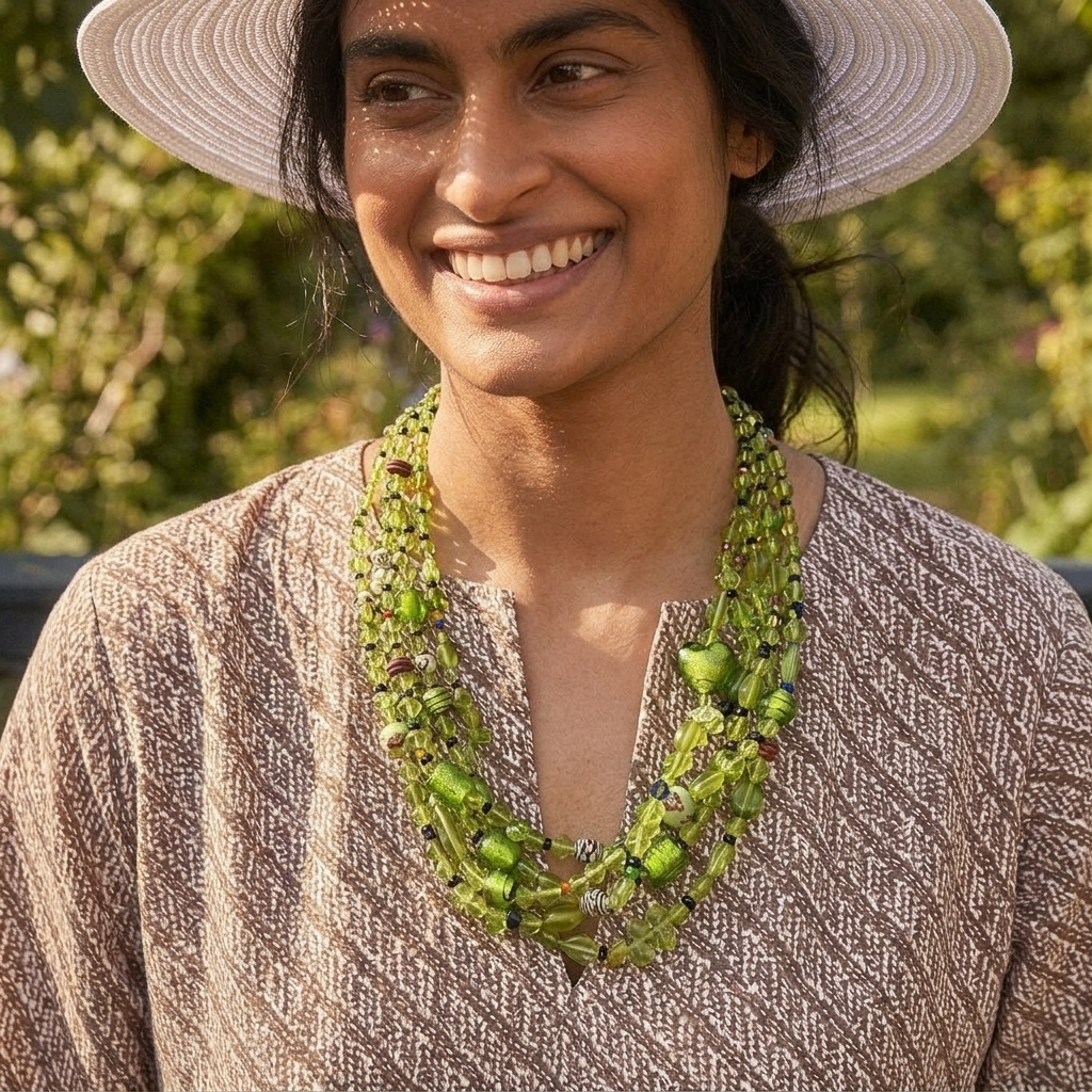 Tuttabankem green fern necklace