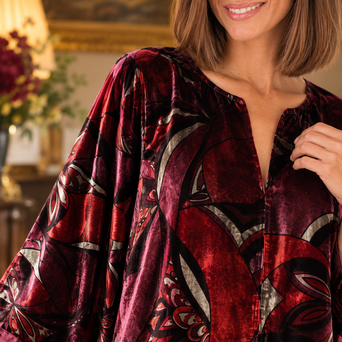 Cosima Silk Velvet Kaftan